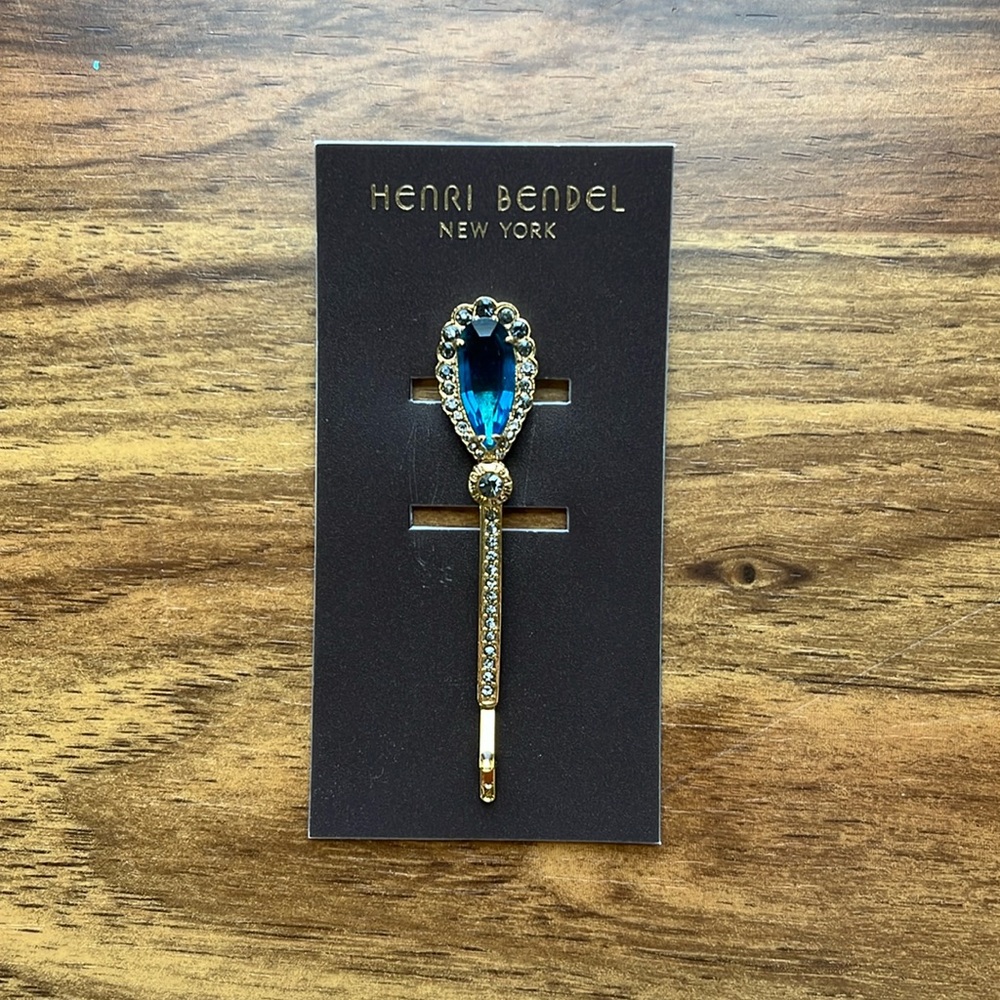 Henri Bendel Romantic Deco Bobby, gold with blue gems